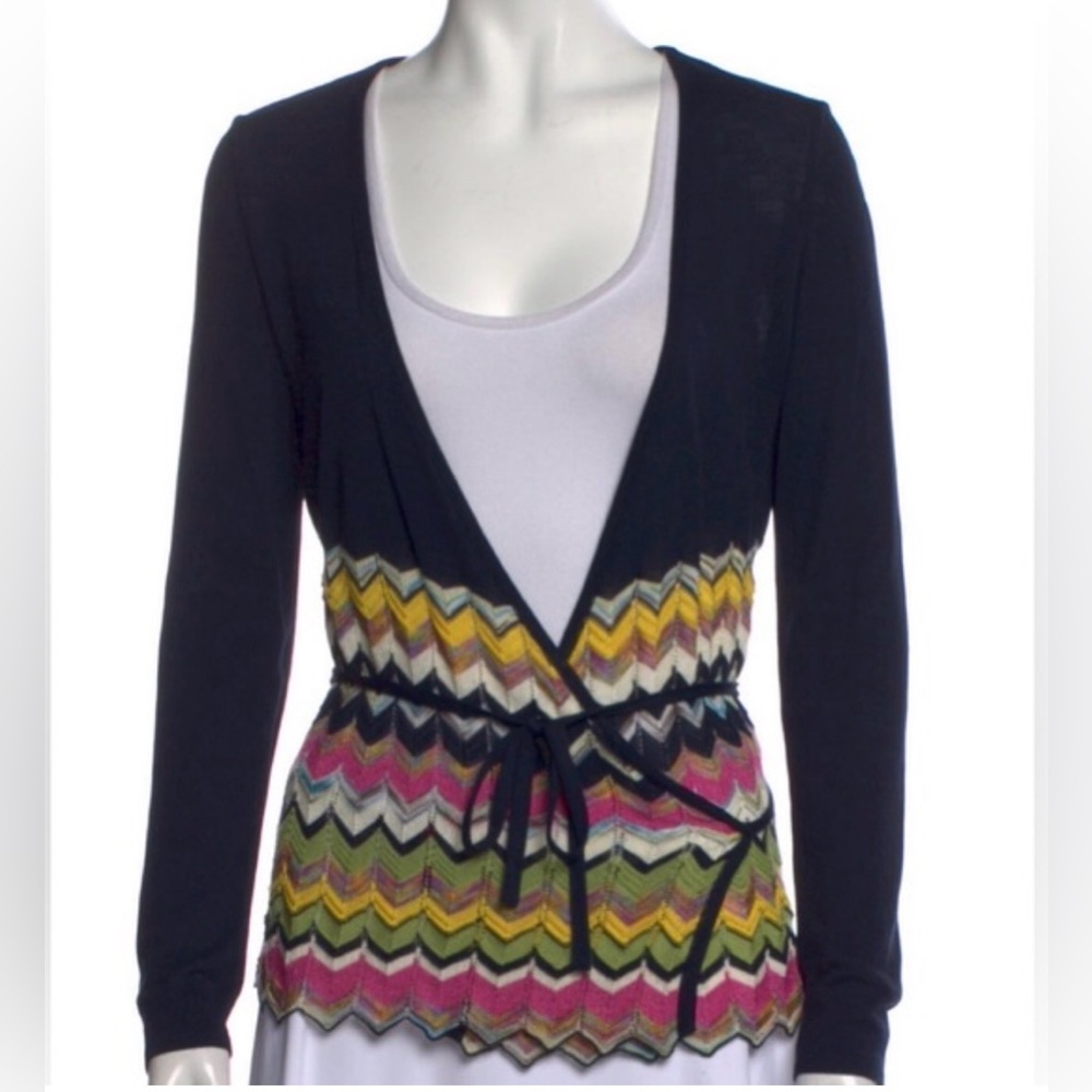 M Missoni Knit Chevron Wrap Sweater Top